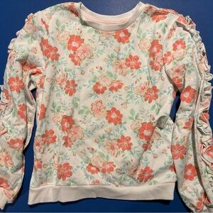 Cynthia Rowley Floral Print Top with Ruffle Sleeves